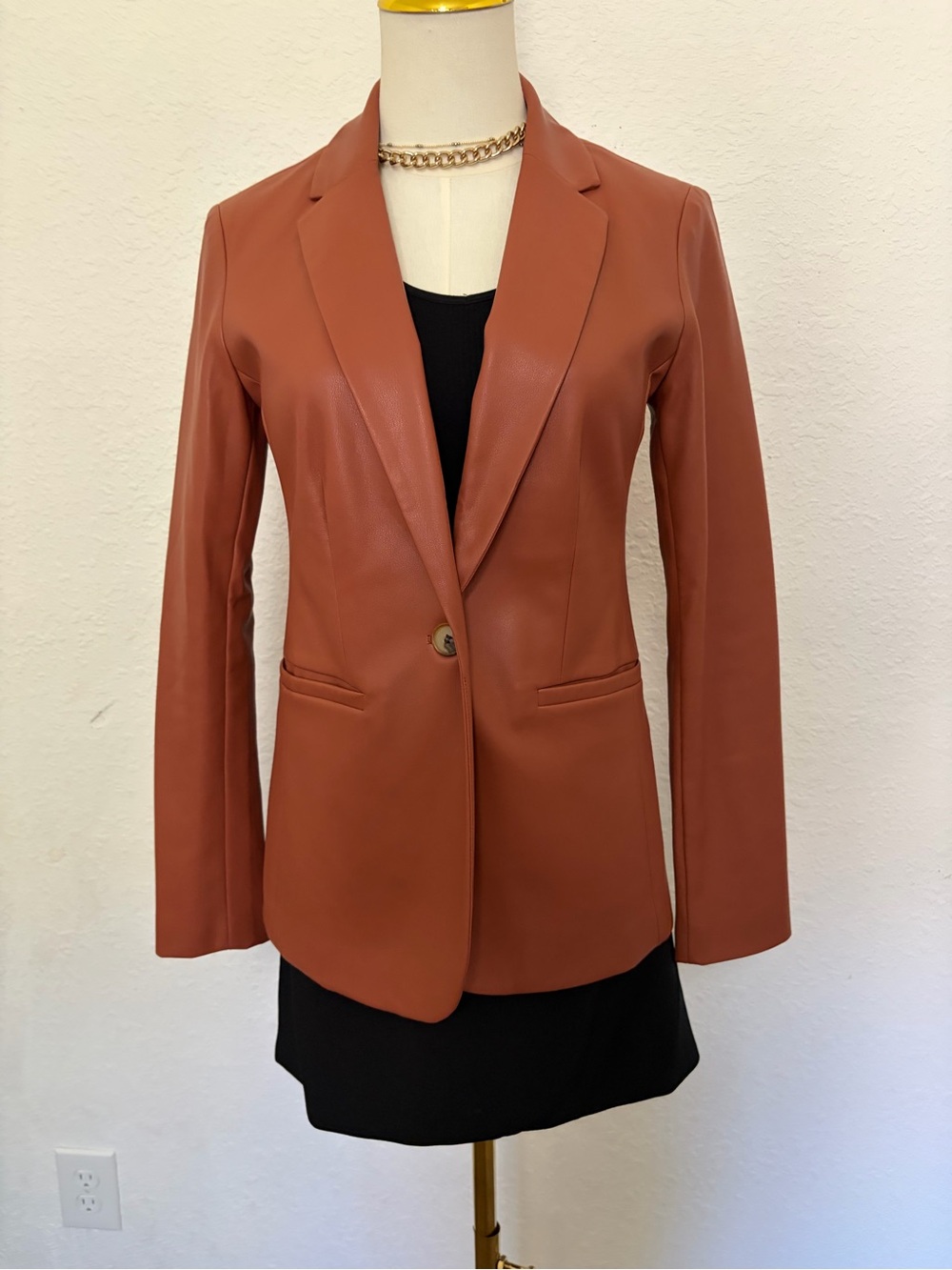 LOFT Faux Leather Blazer in Terracotta